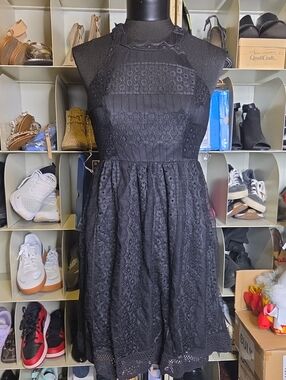 Vanity Black Lace Halter Mini Dress